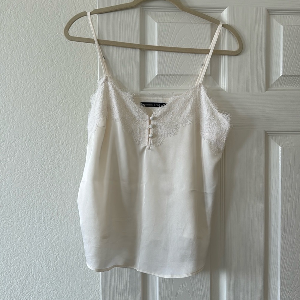 Abercrombie & Fitch Satin Lace Trim Cream Cami Size M